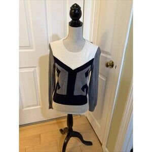 WOOL  J.Crew Cashmere Blend Colorblock Geometric Intarsia Sweater Grey Size S